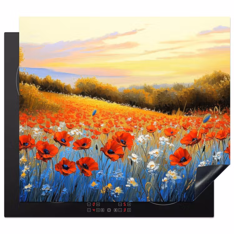 Herdabdeckplatte - Mohn - Blumenfeld - Farbenfroh — 1