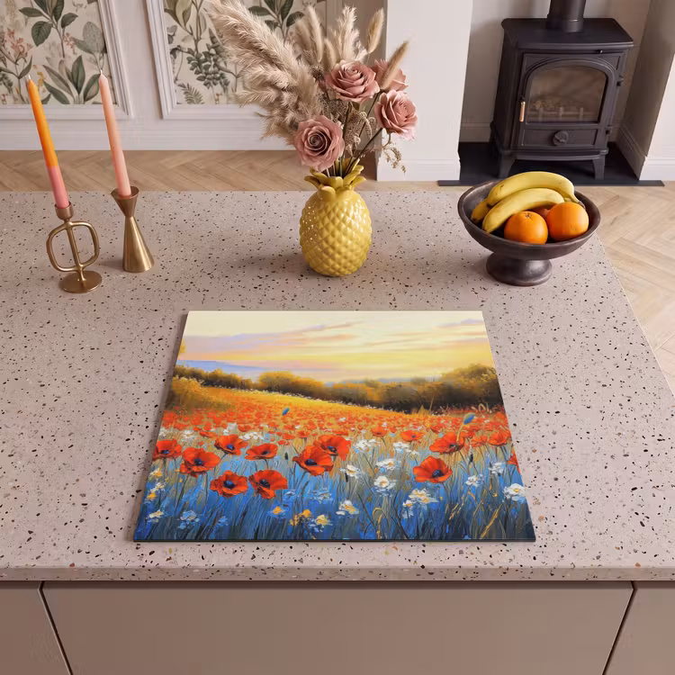 Herdabdeckplatte - Mohn - Blumenfeld - Farbenfroh — 3