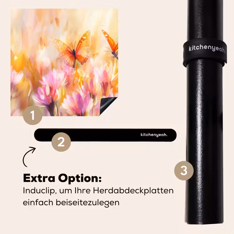 Herdabdeckplatte - Schmetterlinge - Orange - Blumen — 8