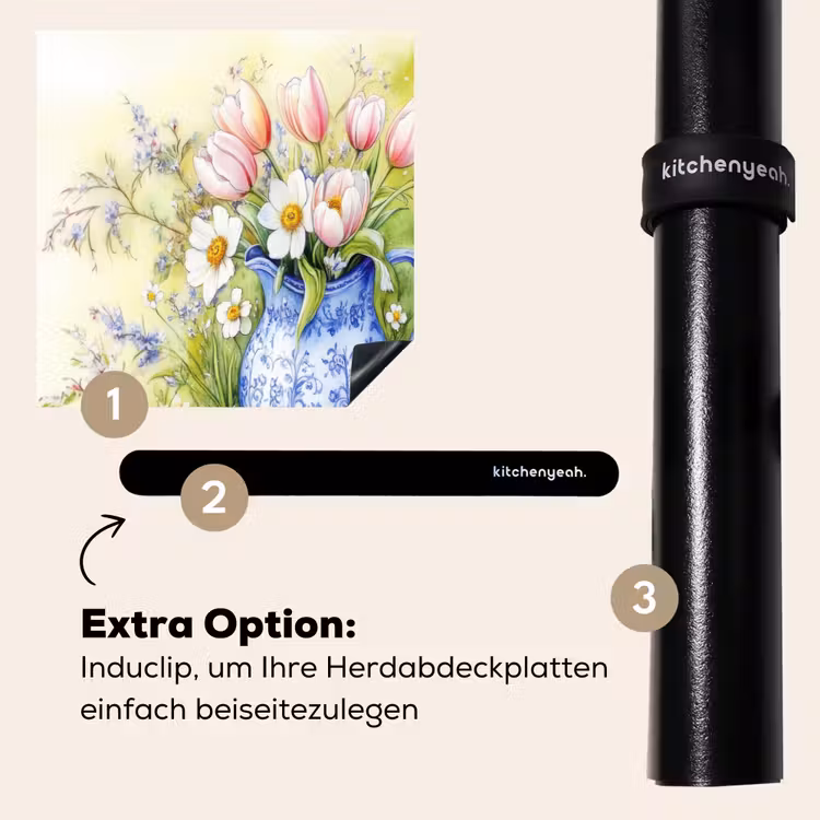 Herdabdeckplatte - Vase - Delfter Blau - Gänseblümchen — 8