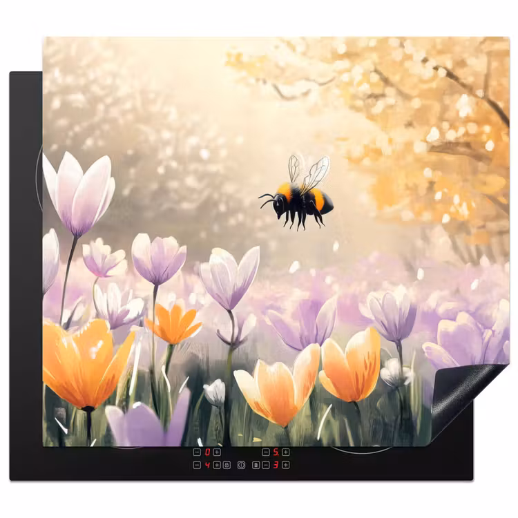 Herdabdeckplatte - Veilchen - Biene - Sonnenlicht — 1