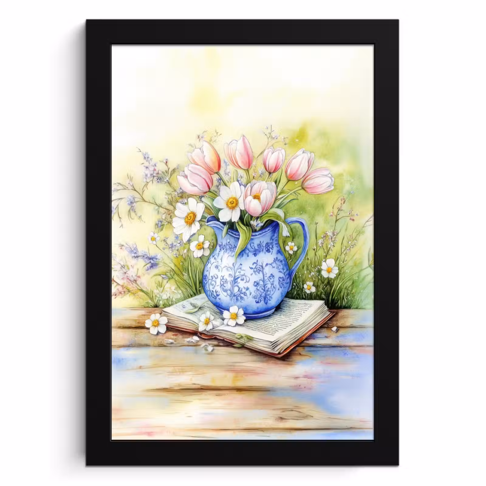 Bilder mit Rahmen - Vase - Delfter Blau - Gänseblümchen — 1