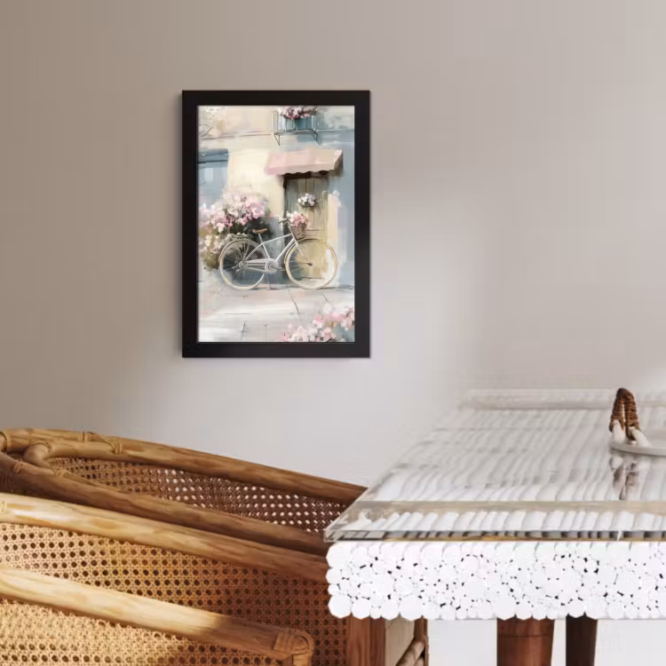 Bilder mit Rahmen - Fahrrad - Pastellfarben - Blumen — 2