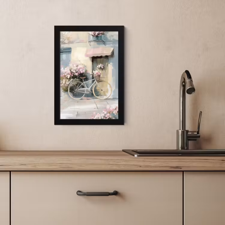 Bilder mit Rahmen - Fahrrad - Pastellfarben - Blumen — 4