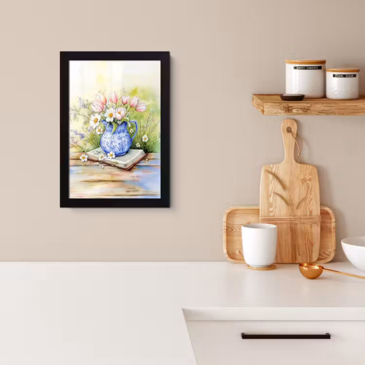 Bilder mit Rahmen - Vase - Delfter Blau - Gänseblümchen — 2
