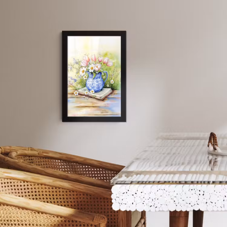 Bilder mit Rahmen - Vase - Delfter Blau - Gänseblümchen — 3