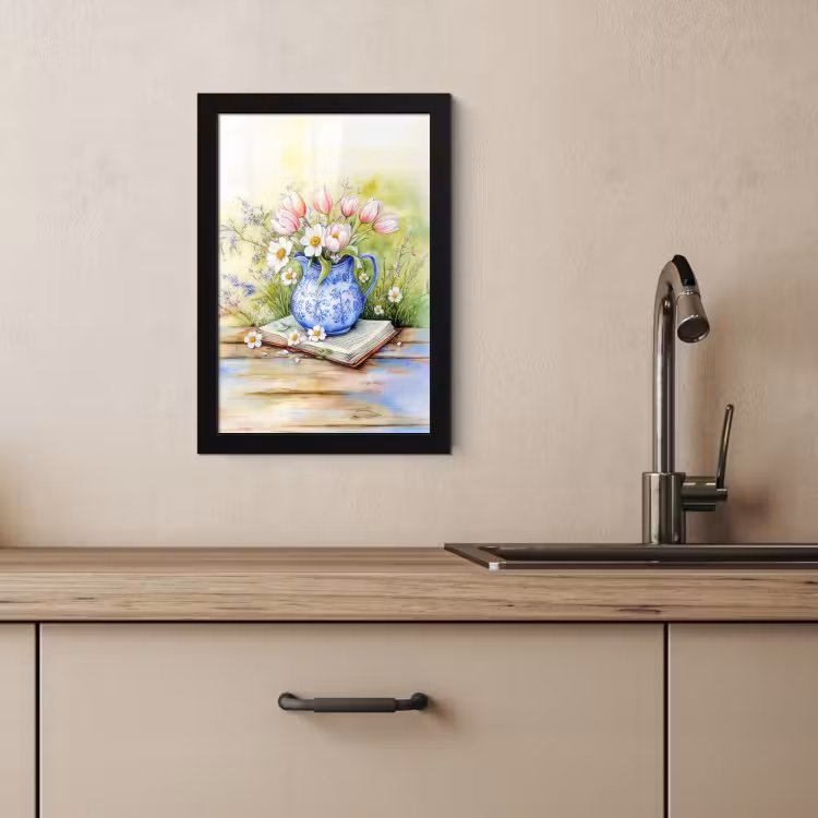 Bilder mit Rahmen - Vase - Delfter Blau - Gänseblümchen — 4