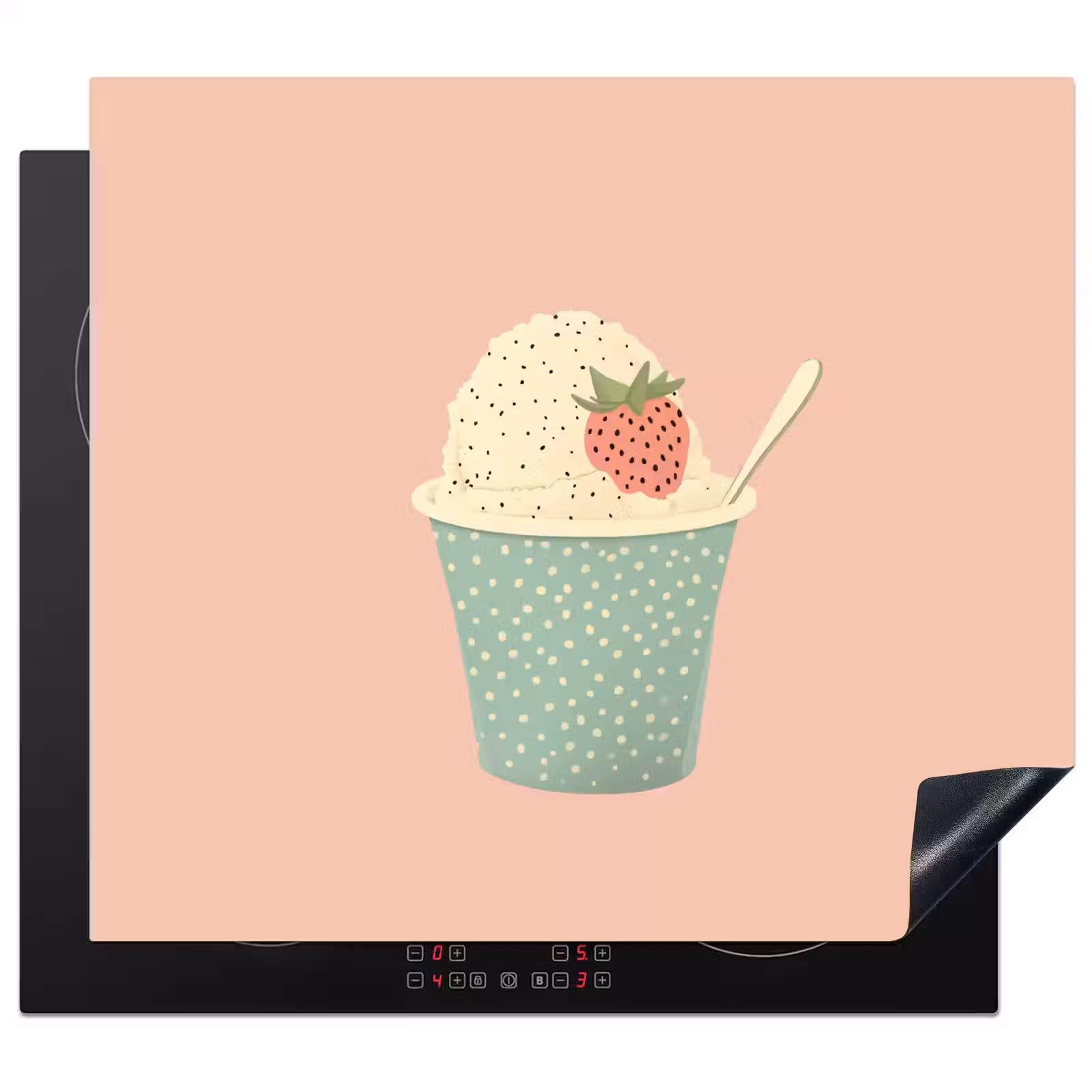 Herdabdeckplatte - Tablett - Eiscreme - Erdbeere - Rosa — 1