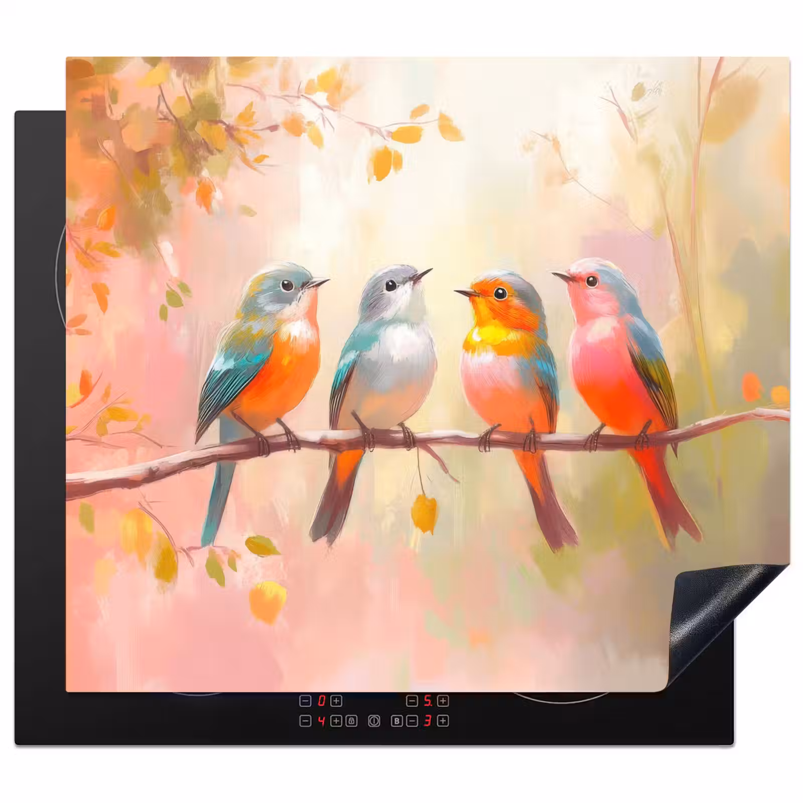 Herdabdeckplatte - Vögel - Bunt - Zweig — 1