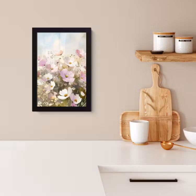 Bilder mit Rahmen - Blumenfeld - Helle Farbtöne - Gemalt — 2