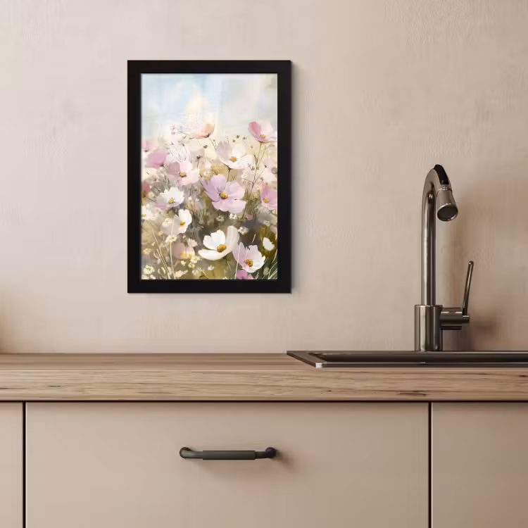 Bilder mit Rahmen - Blumenfeld - Helle Farbtöne - Gemalt — 4