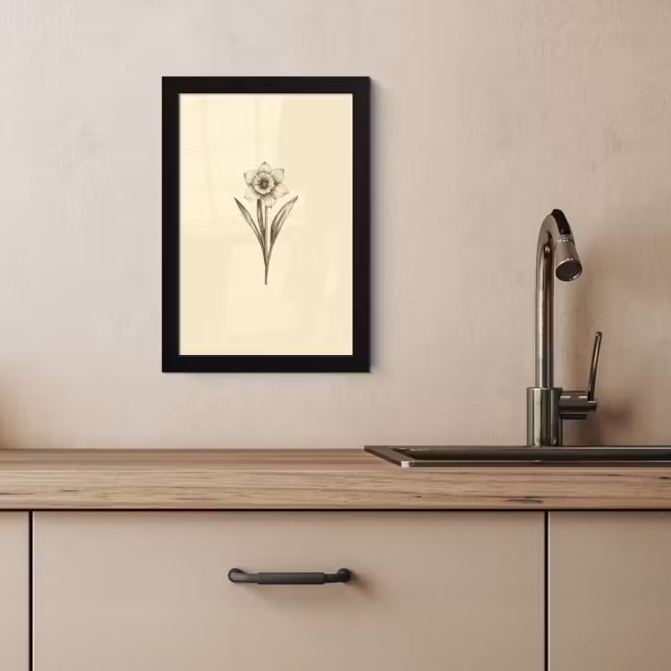 Bilder mit Rahmen - Schwarz - Narzisse - Illustration — 2