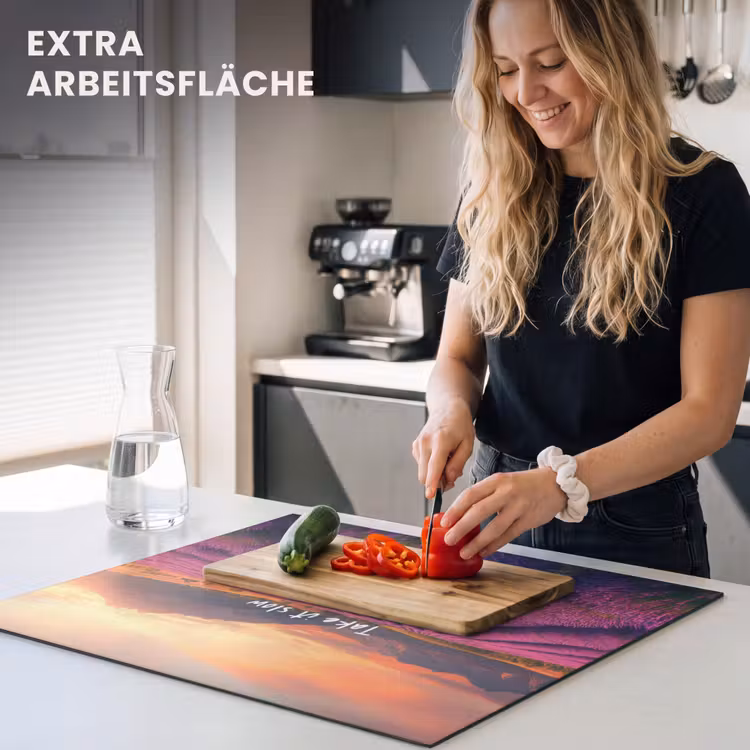Herdabdeckplatte - Lavendelfeld - Zitat - Sonnenuntergang — 5
