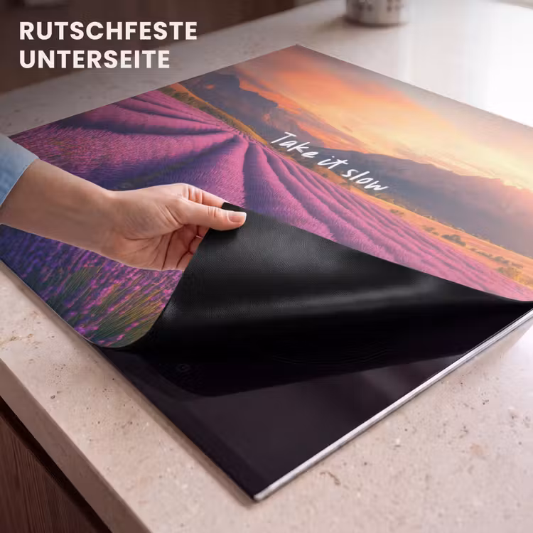 Herdabdeckplatte - Lavendelfeld - Zitat - Sonnenuntergang — 6