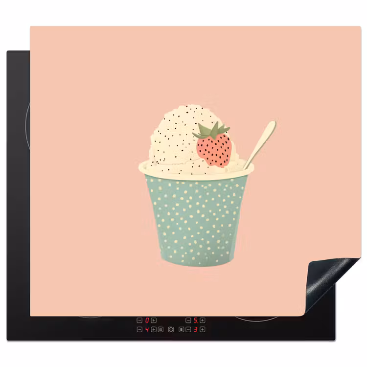 Herdabdeckplatte - Tablett - Eiscreme - Erdbeere - Rosa — 1