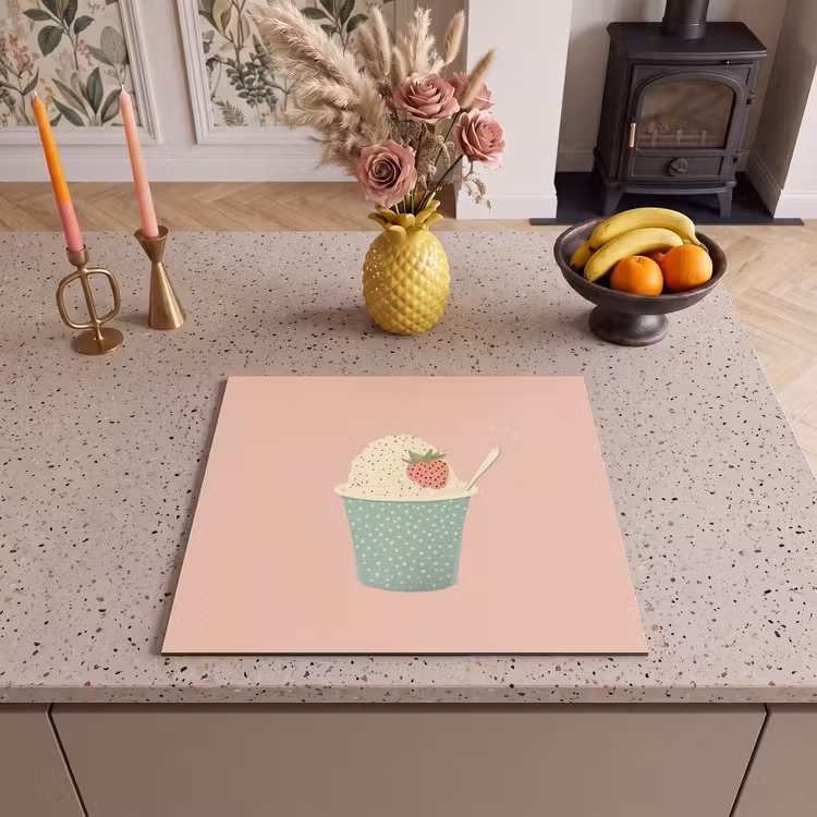 Herdabdeckplatte - Tablett - Eiscreme - Erdbeere - Rosa — 3