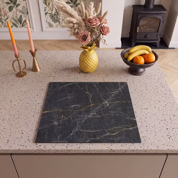 Herdabdeckplatte - Marmor - Schwarz - Gold - Grau - Marmorstruktur — 3