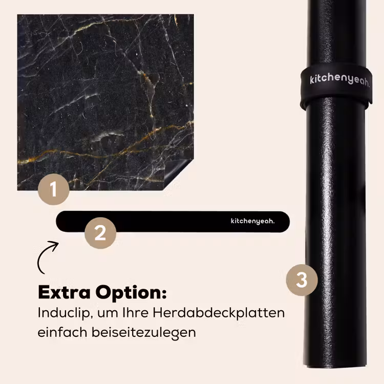 Herdabdeckplatte - Marmor - Schwarz - Gold - Grau - Marmorstruktur — 8