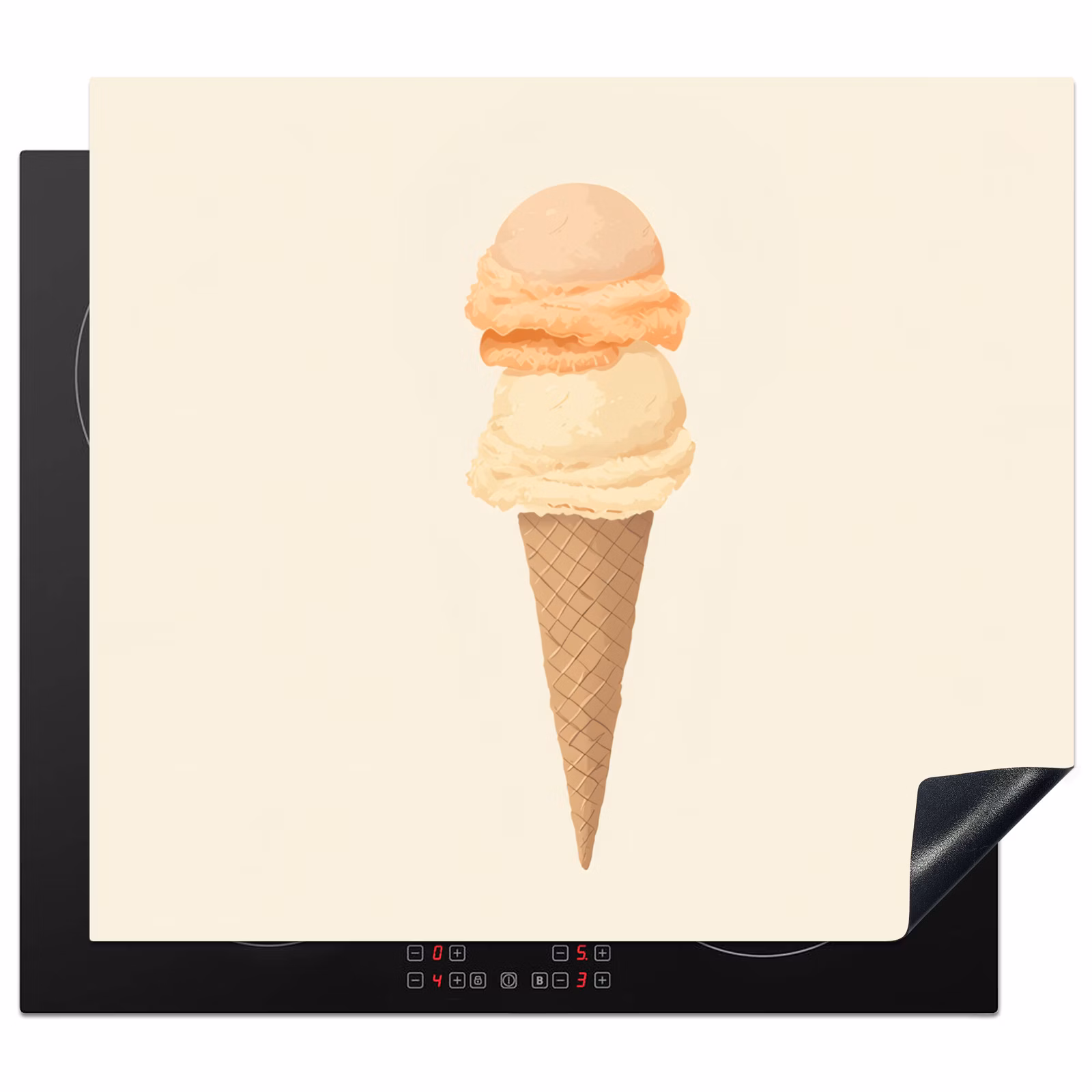 Herdabdeckplatte - Minimalist - Schaufel Eiscreme - Horn - Beige — 1