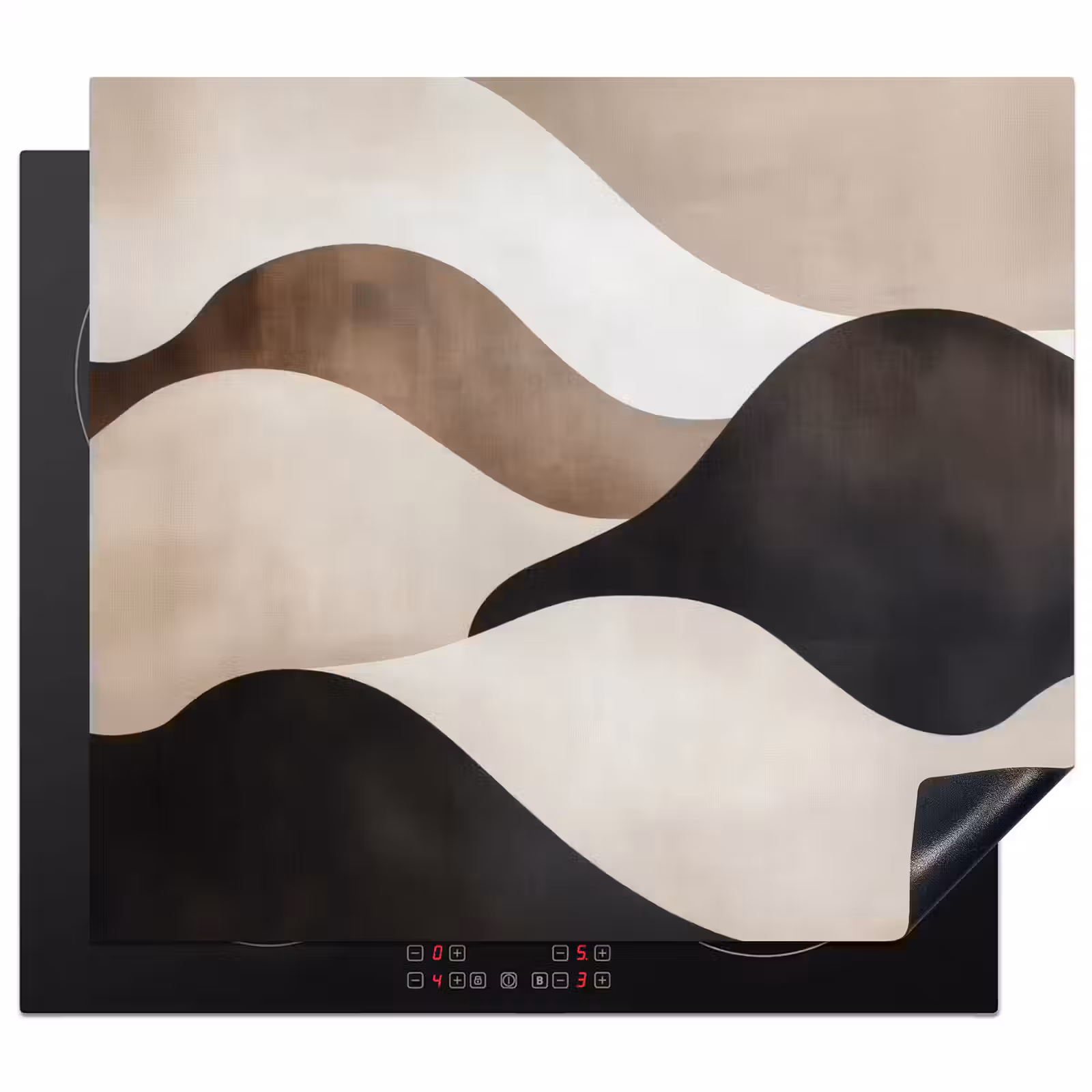 Herdabdeckplatte - Wellen - Abstrakt - Beige — 1