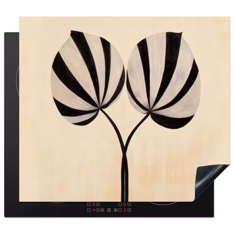 Herdabdeckplatte - Blätter - Gestreift - Stängel - Beige — 1
