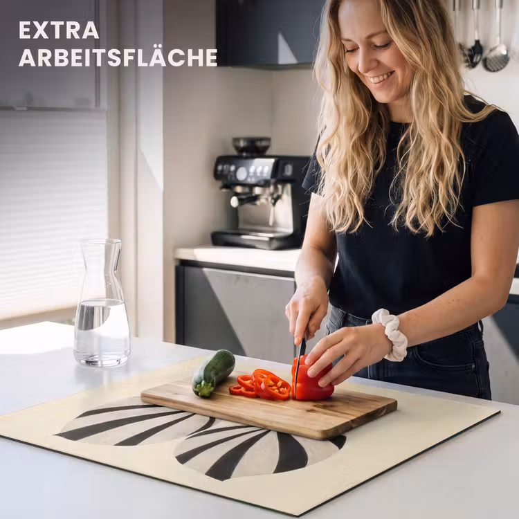Herdabdeckplatte - Blätter - Gestreift - Stängel - Beige — 5