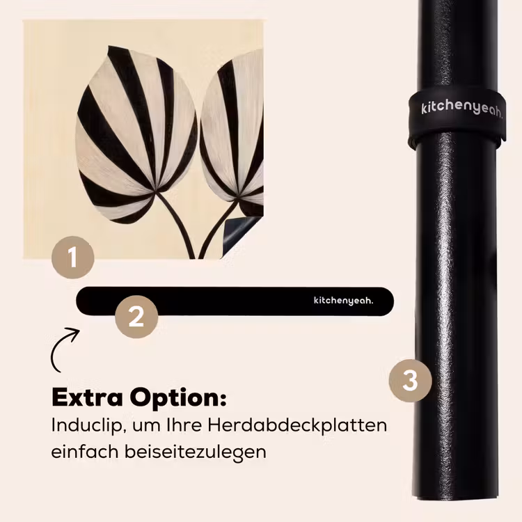 Herdabdeckplatte - Blätter - Gestreift - Stängel - Beige — 8
