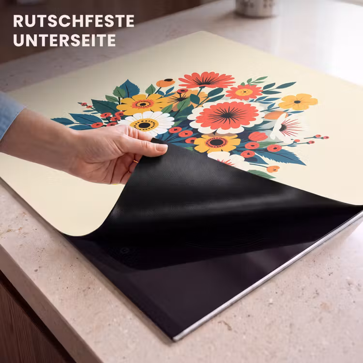 Herdabdeckplatte - Blumenstrauß - Blätter - Illustration - Farbenfroh — 6