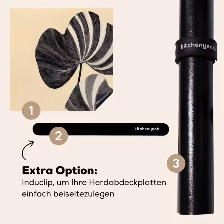 Herdabdeckplatte - Schwarz - Blätter - Streifen - Minimalistisch — 8