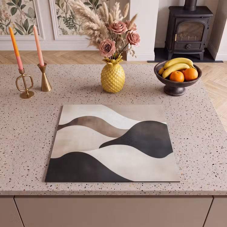 Herdabdeckplatte - Wellen - Abstrakt - Beige — 3