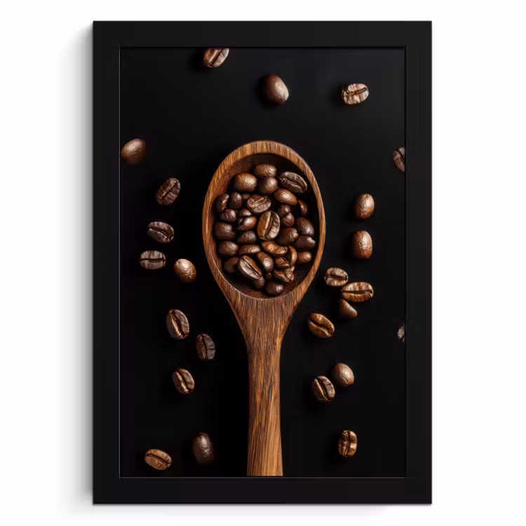 Bilder mit Rahmen - Holz - Schwarz - Kaffeebohnen — 1
