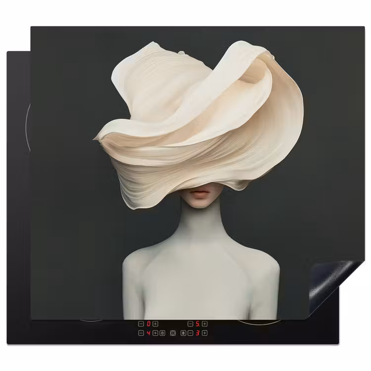 Herdabdeckplatte - Frau - Beige - Hut — 1