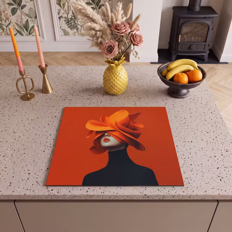 Herdabdeckplatte - Orange - Hut - Frau — 3