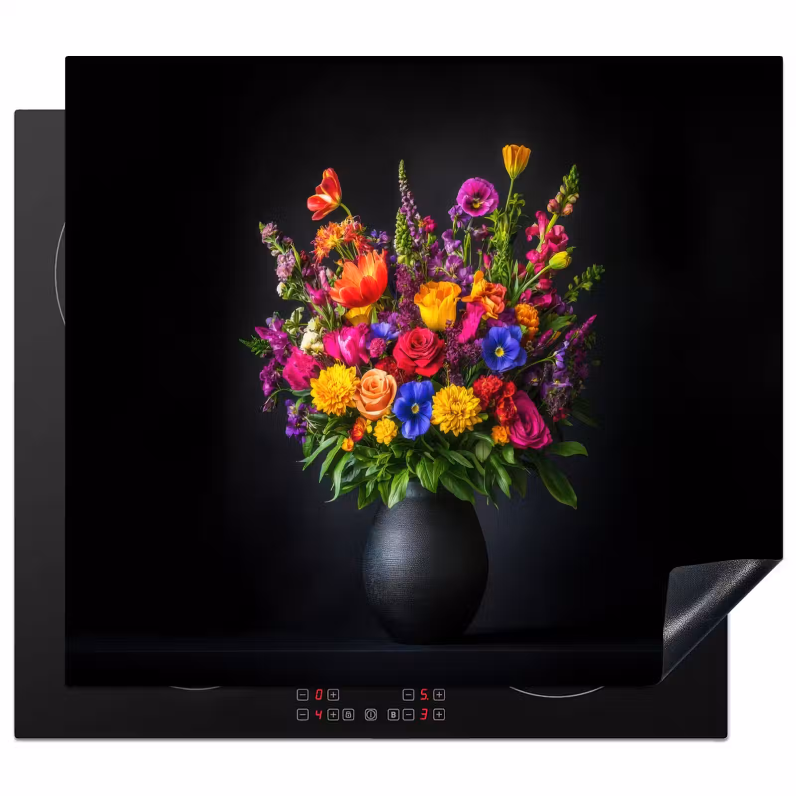 Herdabdeckplatte - Leuchtend bunt - Blumen - Vase — 1