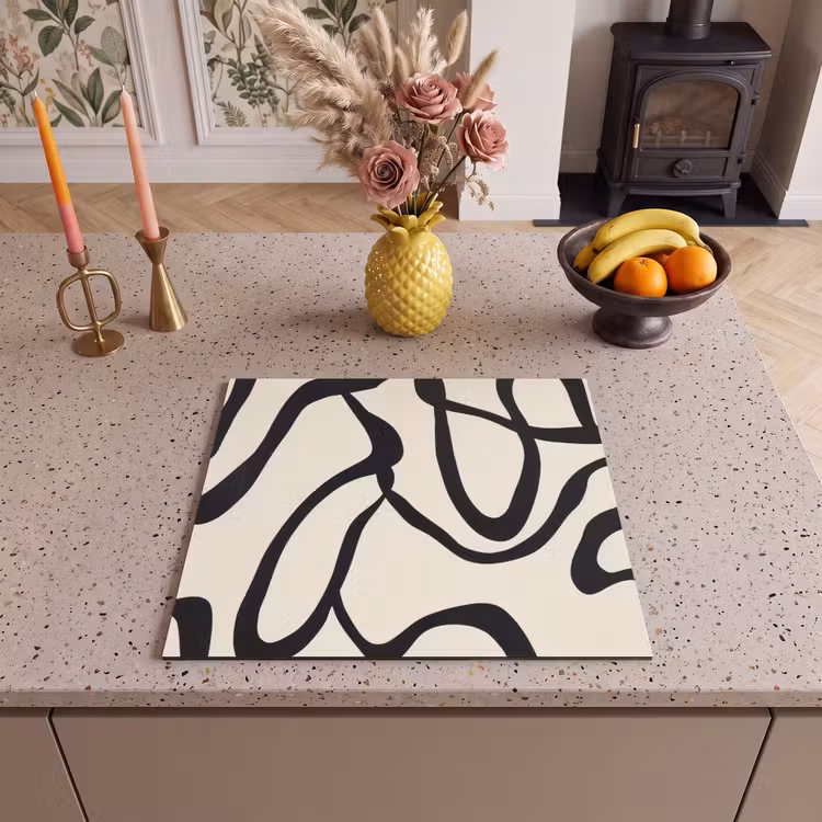 Herdabdeckplatte - Abstrakt - Linien - Modern - Beige — 3