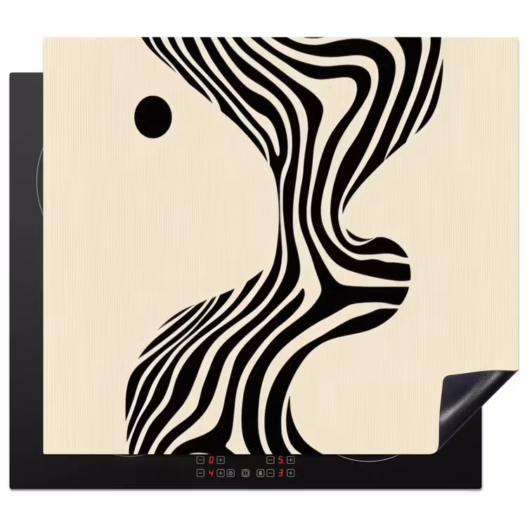 Herdabdeckplatte - Beige - Linien - Gewellt - Abstrakt — 1