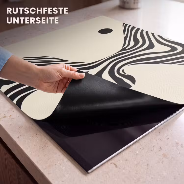 Herdabdeckplatte - Beige - Linien - Gewellt - Abstrakt — 6