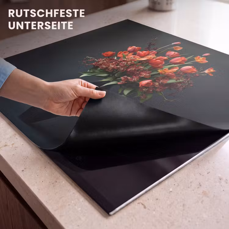 Herdabdeckplatte - Blumenstrauß - Tulpen - Vase - Rot — 6
