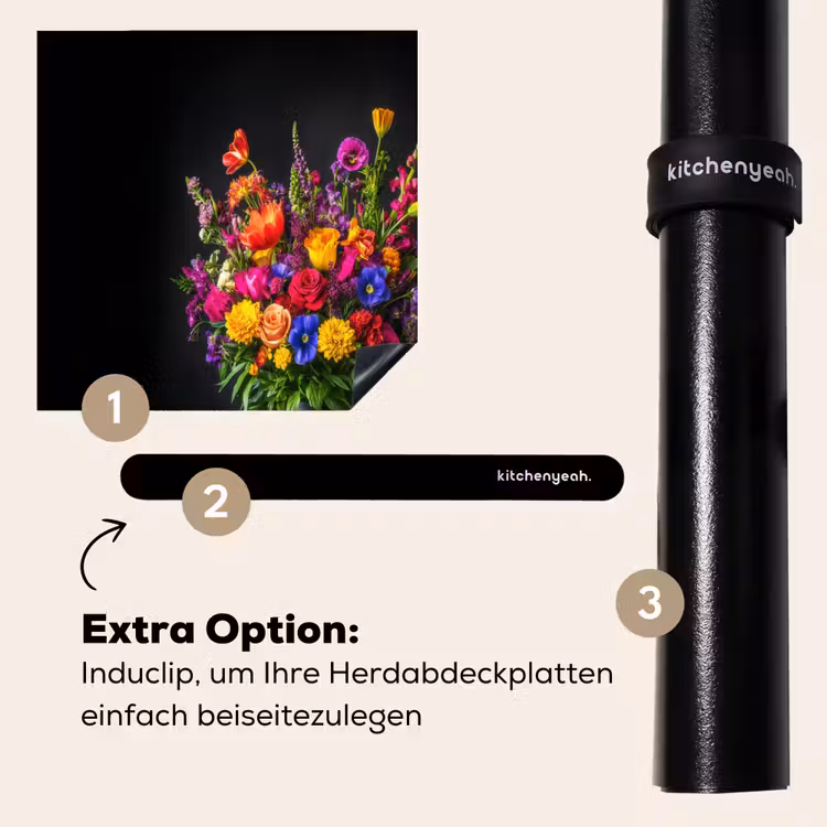 Herdabdeckplatte - Leuchtend bunt - Blumen - Vase — 8