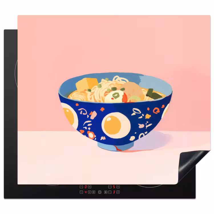Herdabdeckplatte - Nudeln - Schüssel - Blau - Illustration — 1