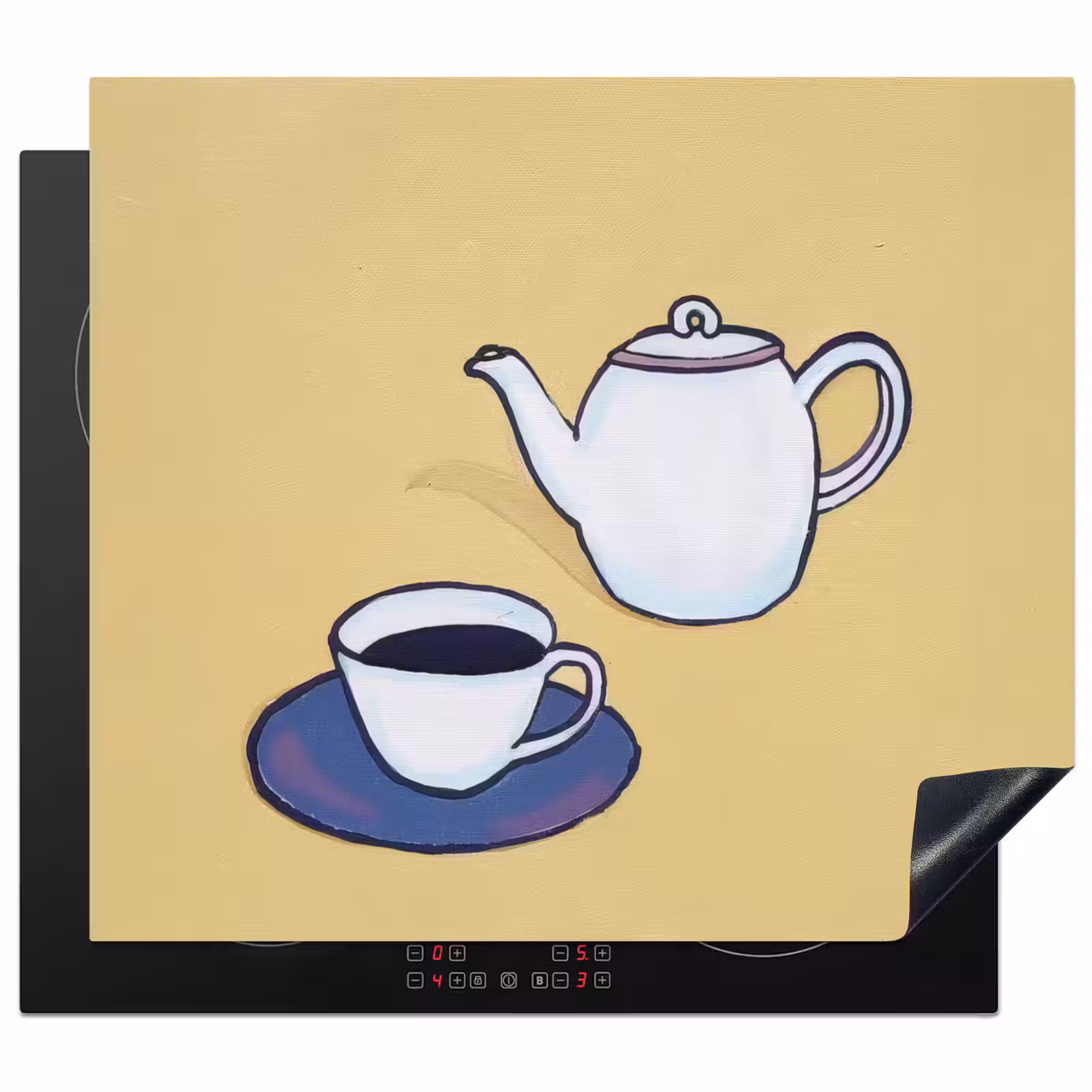 Herdabdeckplatte - Teekanne - Tasse - Beige - Illustration — 1