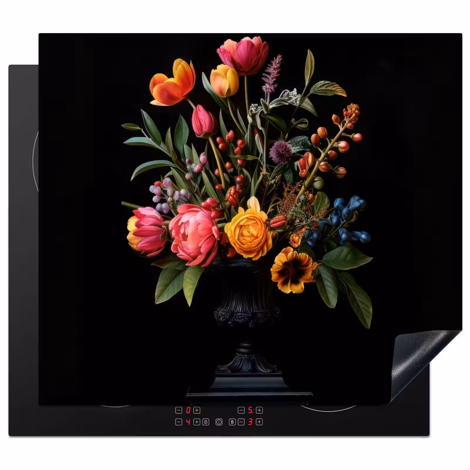 Herdabdeckplatte - Tulpen - Beeren - Blumenstrauß - Vase — 1