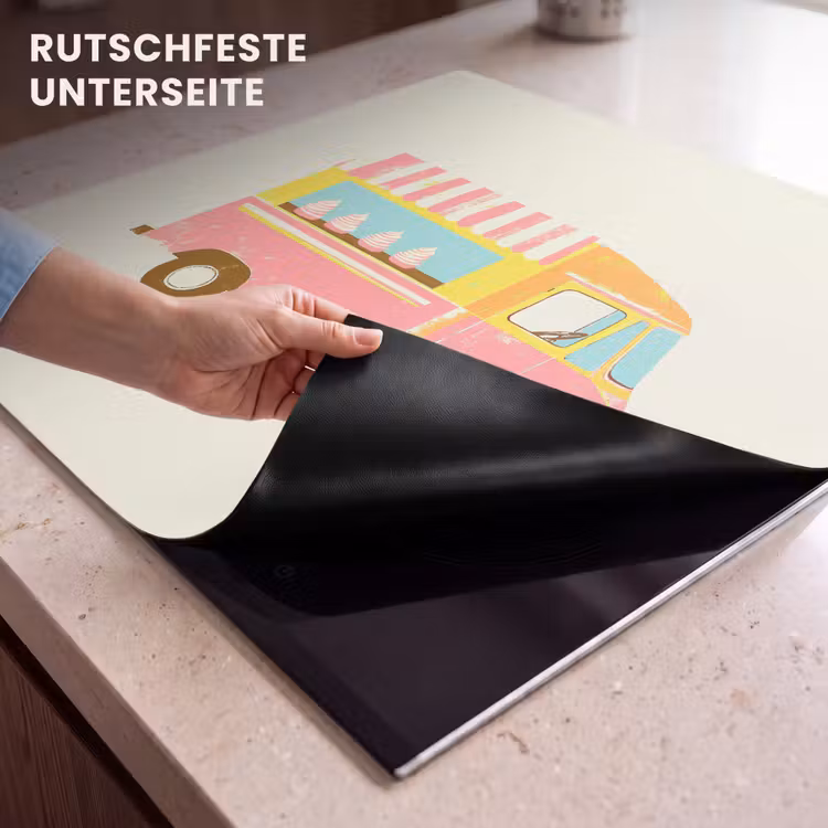 Herdabdeckplatte - Eiscreme-Wagen - Retro - Softeis - Rosa — 6