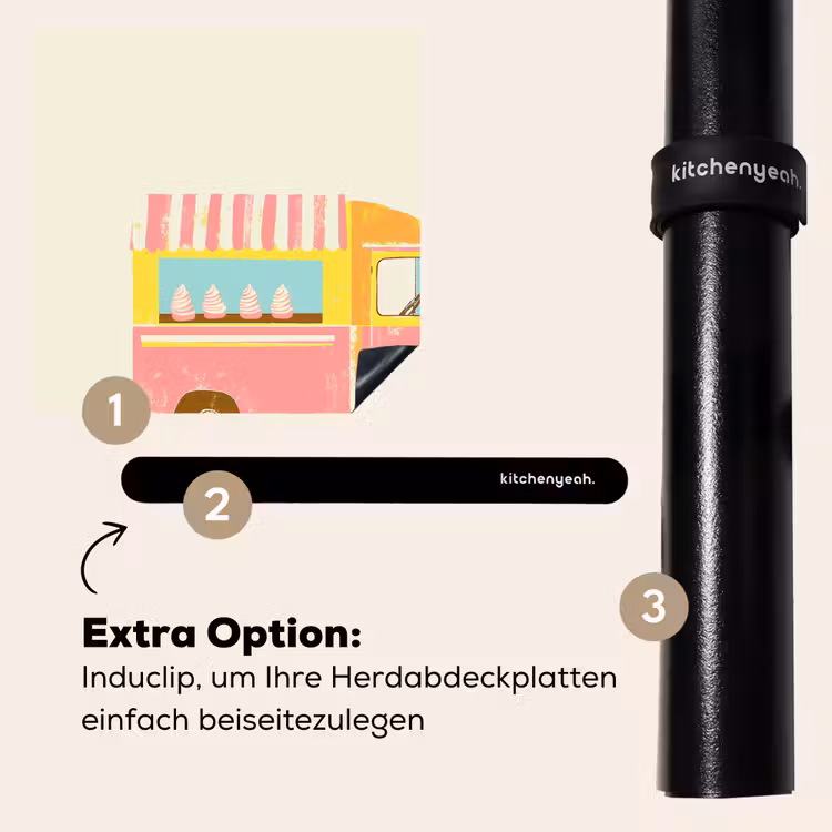 Herdabdeckplatte - Eiscreme-Wagen - Retro - Softeis - Rosa — 8