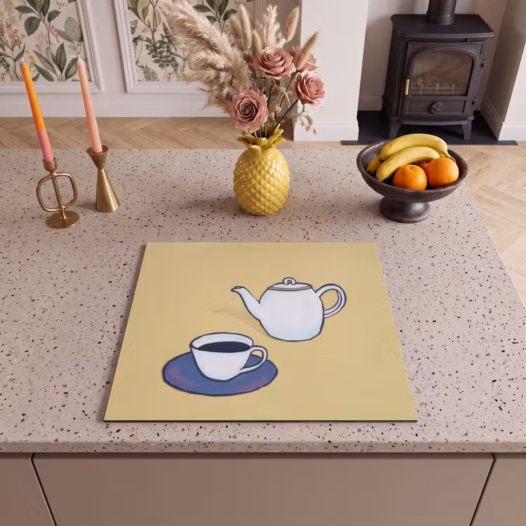 Herdabdeckplatte - Teekanne - Tasse - Beige - Illustration — 3