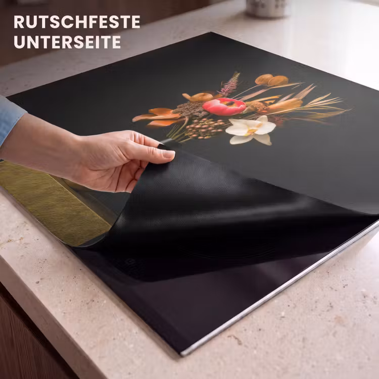 Herdabdeckplatte - Blumenstrauß - Orange - Gold - Vase — 6