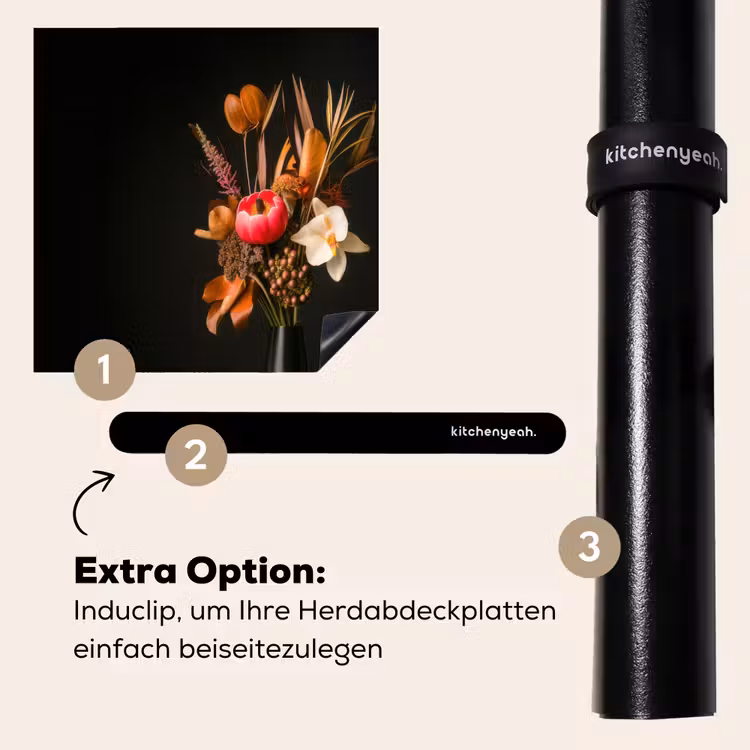 Herdabdeckplatte - Blumenstrauß - Orange - Gold - Vase — 8