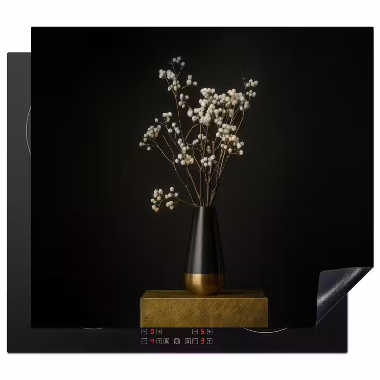 Herdabdeckplatte - Blumenzwiebeln - Weiß - Vase - Minimalistisch — 1