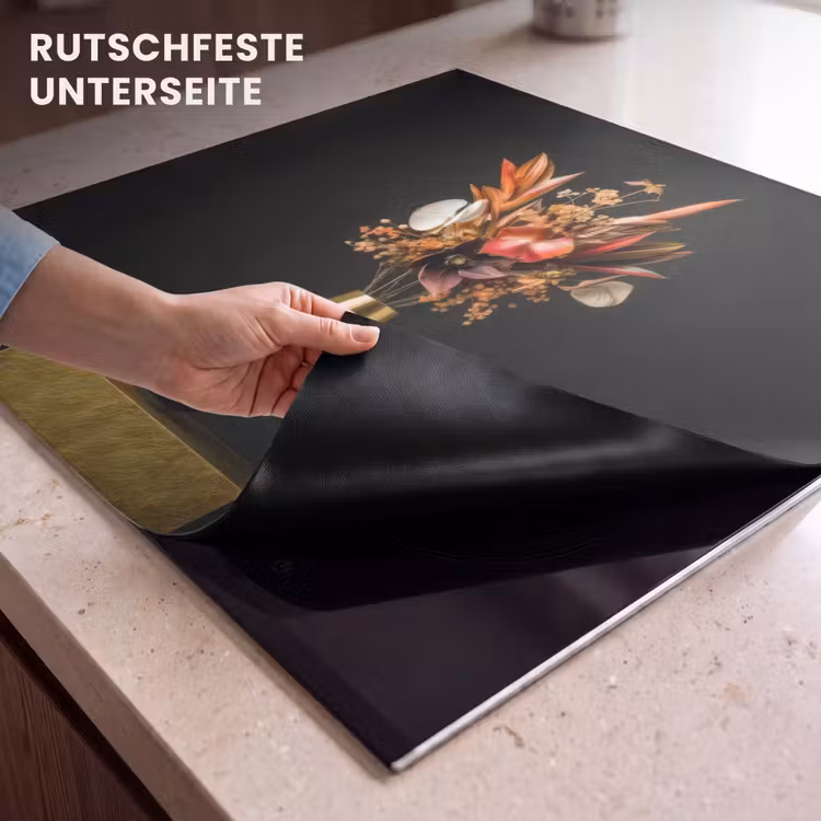 Herdabdeckplatte - Exotisch - Blumenstrauß - Vase - Gold — 6