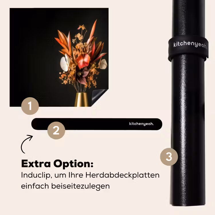 Herdabdeckplatte - Exotisch - Blumenstrauß - Vase - Gold — 8
